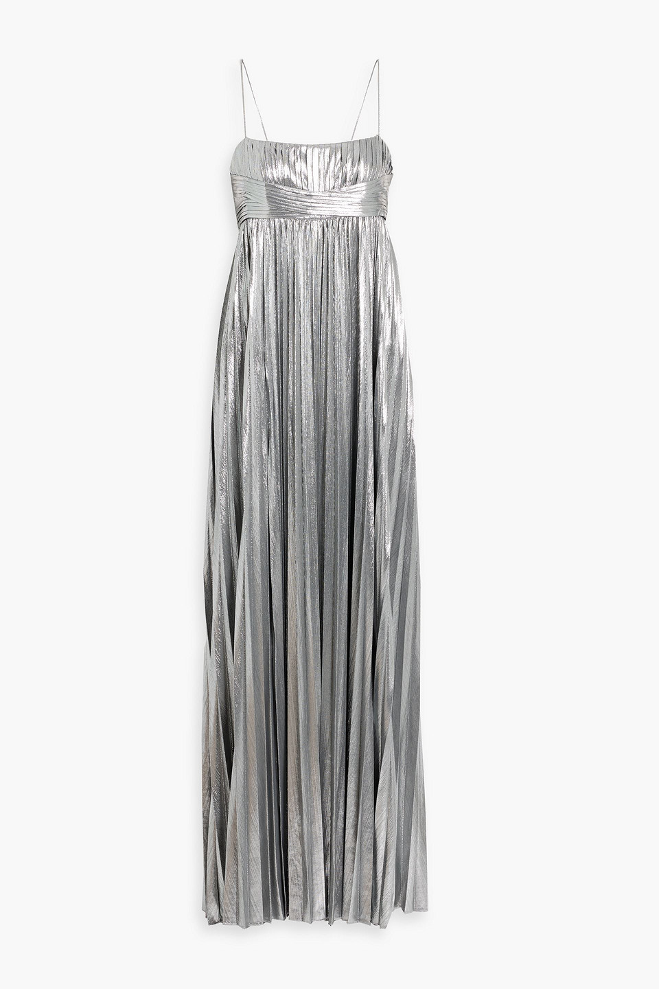 Retroféte Zinnia Pleated Lamé Maxi Dress In Gray