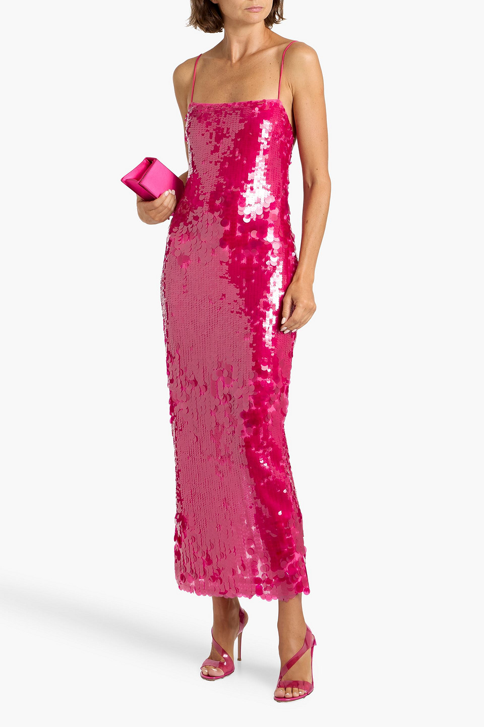 Retroféte Alana Sequined Tulle Maxi Dress In Pink