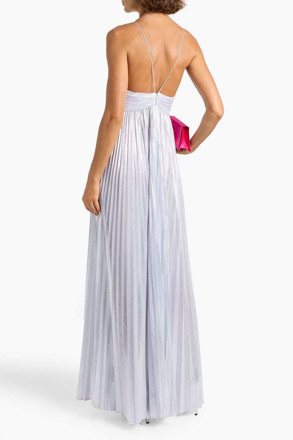 RETROFÊTE Carolina pleated lamé maxi dress