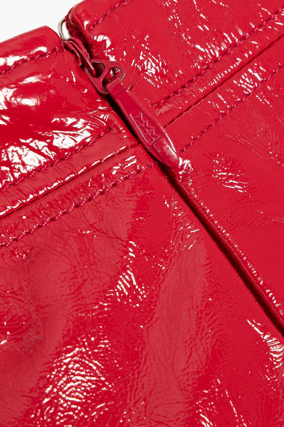Hervã© Lã©ger Neve Crinkled Patent-leather Pencil Skirt In Red