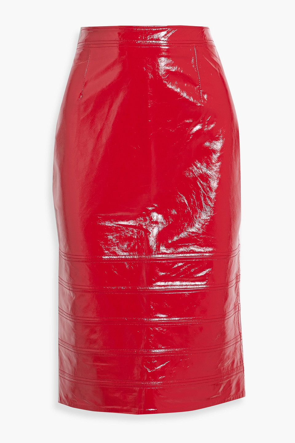Hervã© Lã©ger Neve Crinkled Patent-leather Pencil Skirt In Red