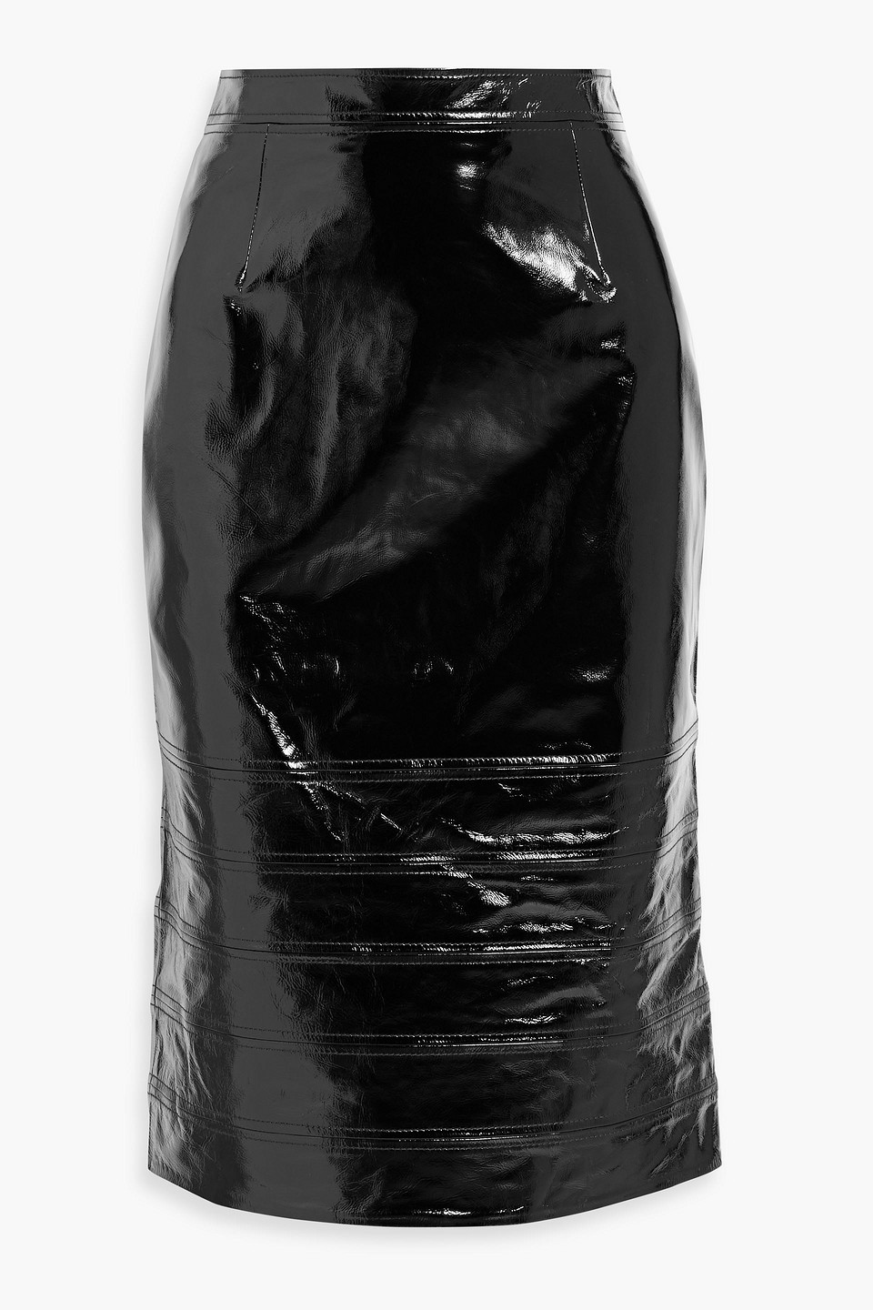 Hervã© Lã©ger Neve Crinkled Patent-leather Pencil Skirt In Black