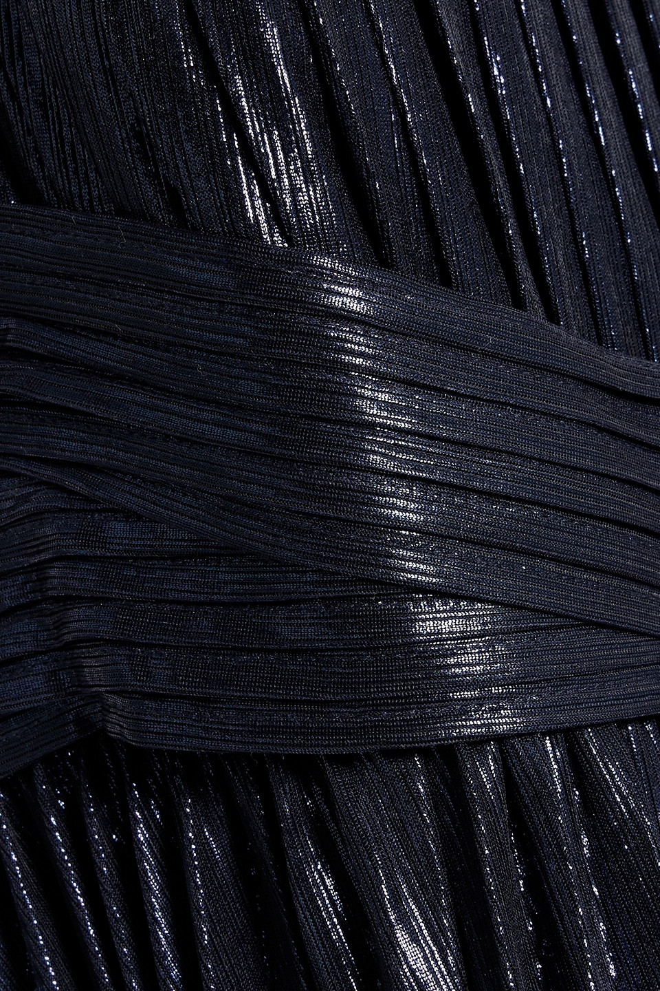 Retroféte Zinnia Pleated Lamé Maxi Dress In Blue