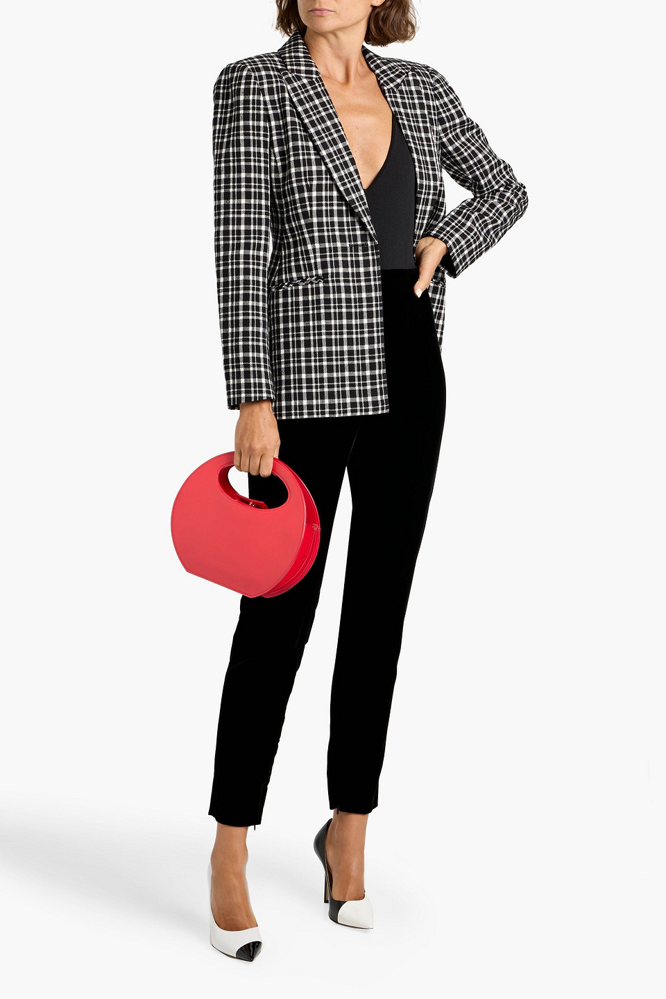 Carolina Herrera Checked Tweed Blazer In Black