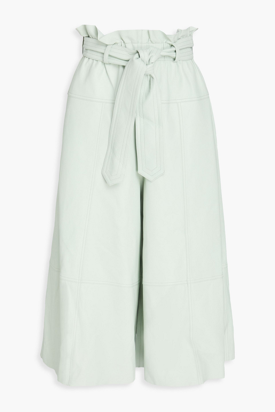 Zimmermann Ruffled Leather Culottes In Green