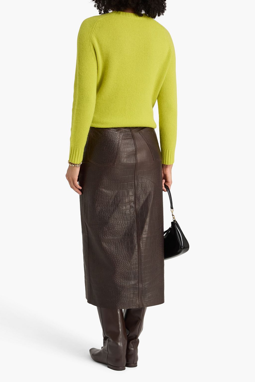 FRAME The Midaxi croc-effect leather midi skirt