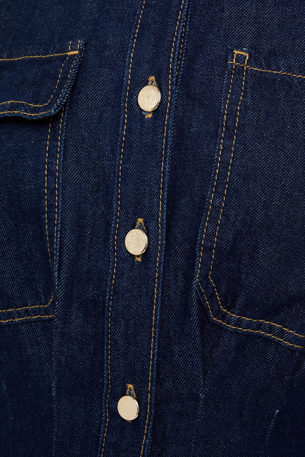 FRAME Pleated denim midi dress