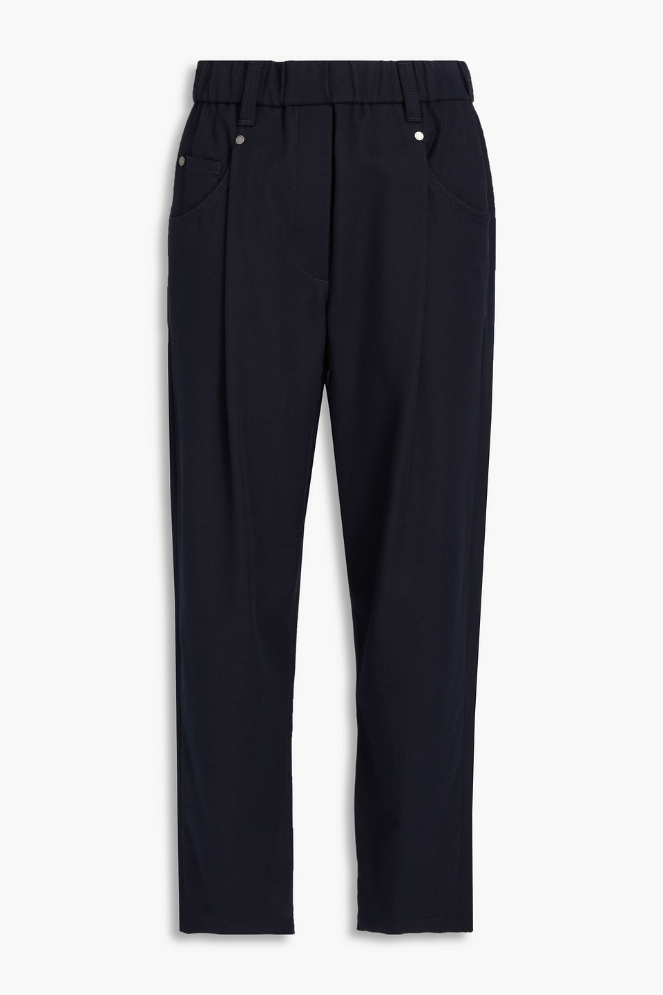 Brunello Cucinelli Pleated Cotton-blend Twill Tapered Pants In Blue
