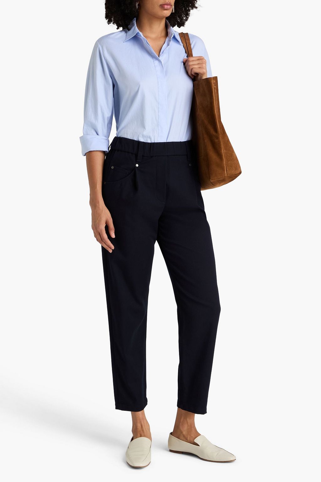 BRUNELLO CUCINELLI Pleated cotton-blend twill tapered pants