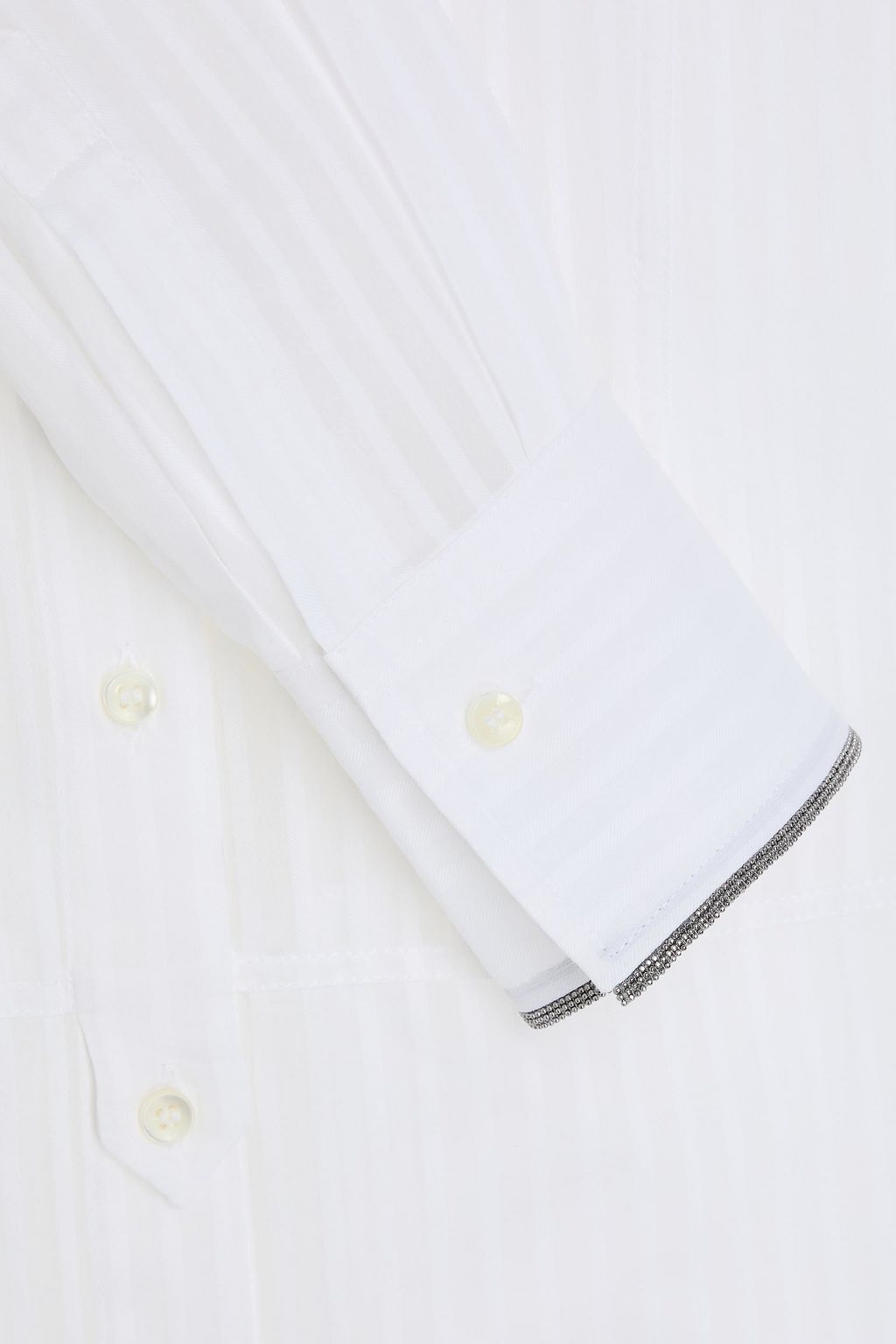 BRUNELLO CUCINELLI Striped cotton and silk-blend jacquard shirt
