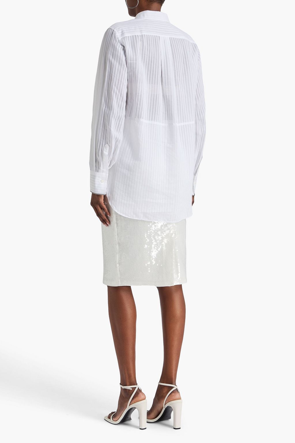 BRUNELLO CUCINELLI Striped cotton and silk-blend jacquard shirt