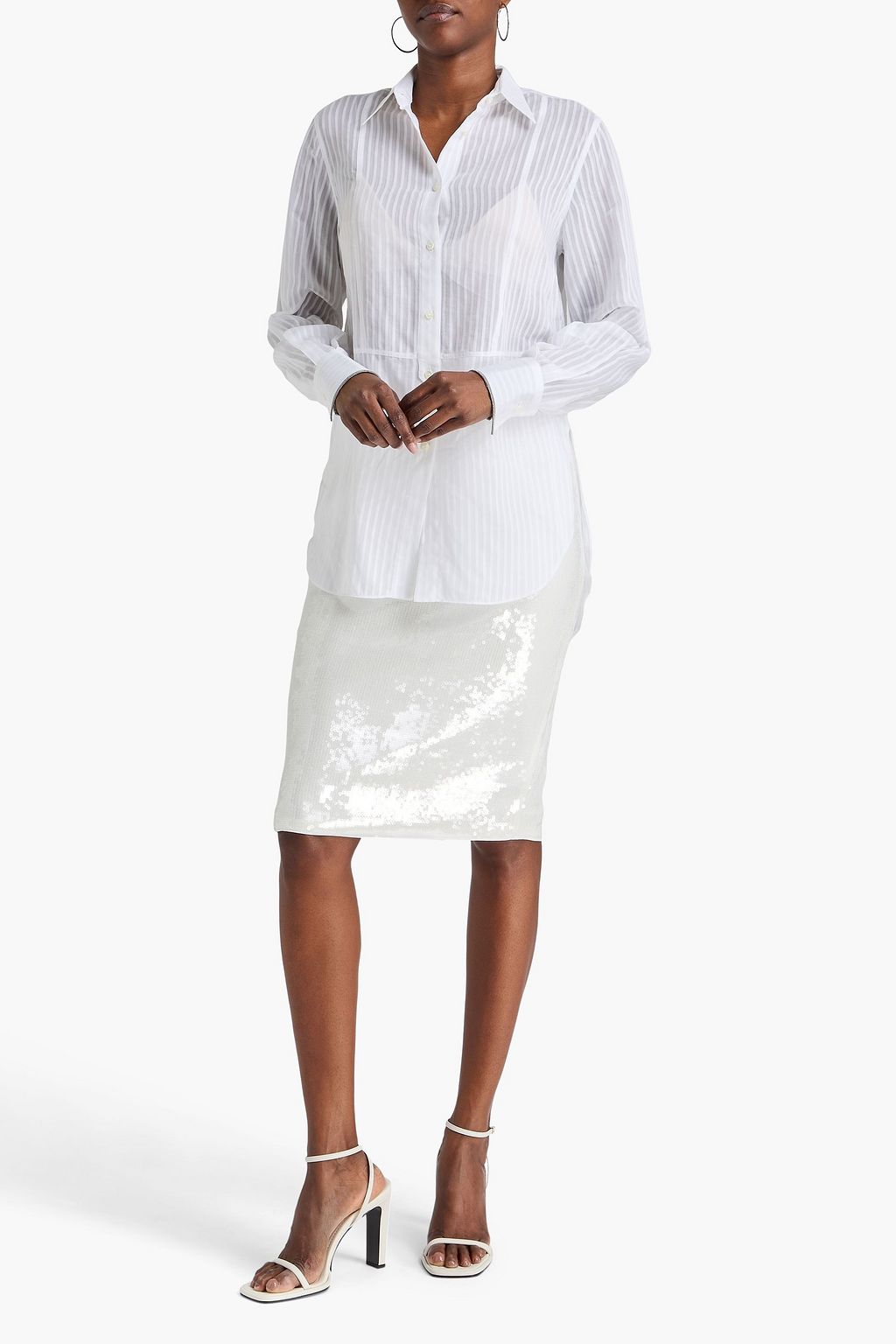 BRUNELLO CUCINELLI Striped cotton and silk-blend jacquard shirt