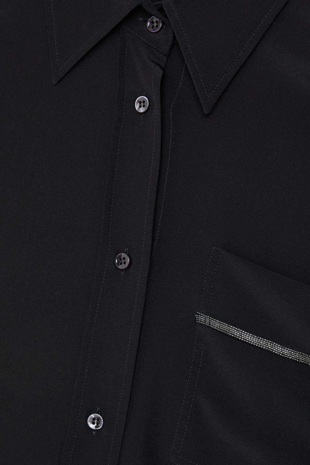 BRUNELLO CUCINELLI Bead-embellished silk crepe de chine shirt