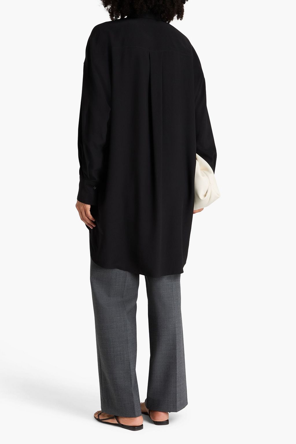 BRUNELLO CUCINELLI Bead-embellished silk crepe de chine shirt