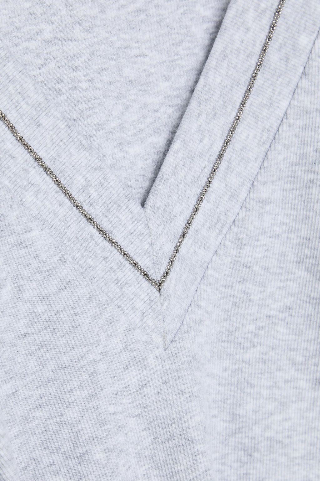 BRUNELLO CUCINELLI Bead-embellished cotton-blend jersey top