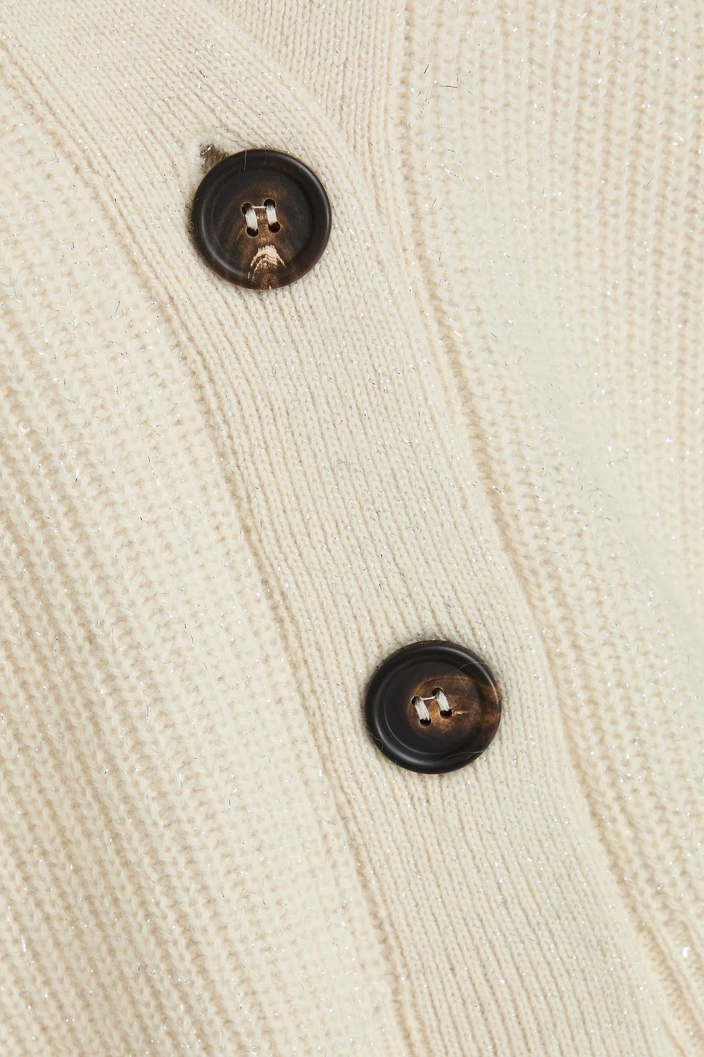 BRUNELLO CUCINELLI Sequin-embellished metallic ribbed-knit cardigan