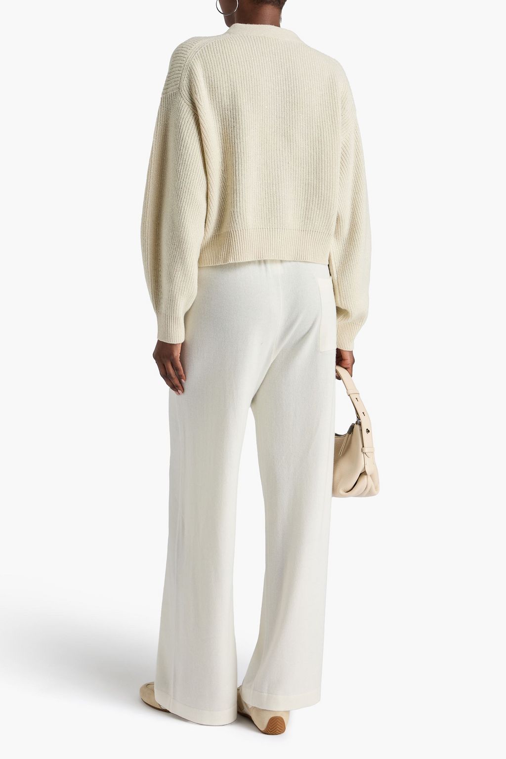 BRUNELLO CUCINELLI Sequin-embellished metallic ribbed-knit cardigan