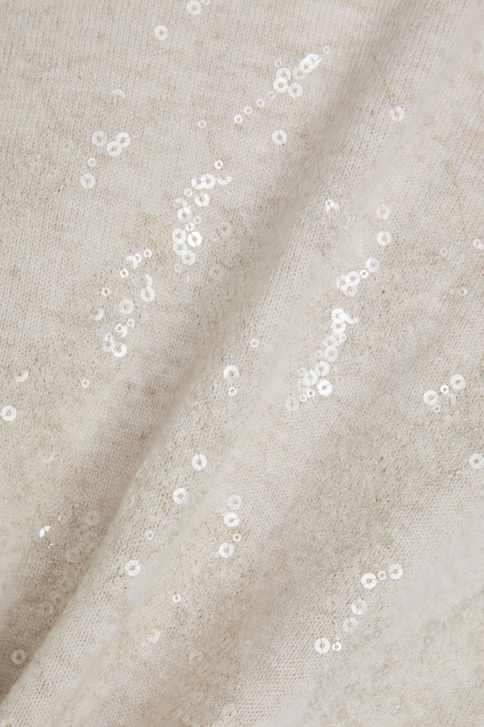 Brunello Cucinelli Sequined Wool, Cashmere And Silk-blend Sweater In White
