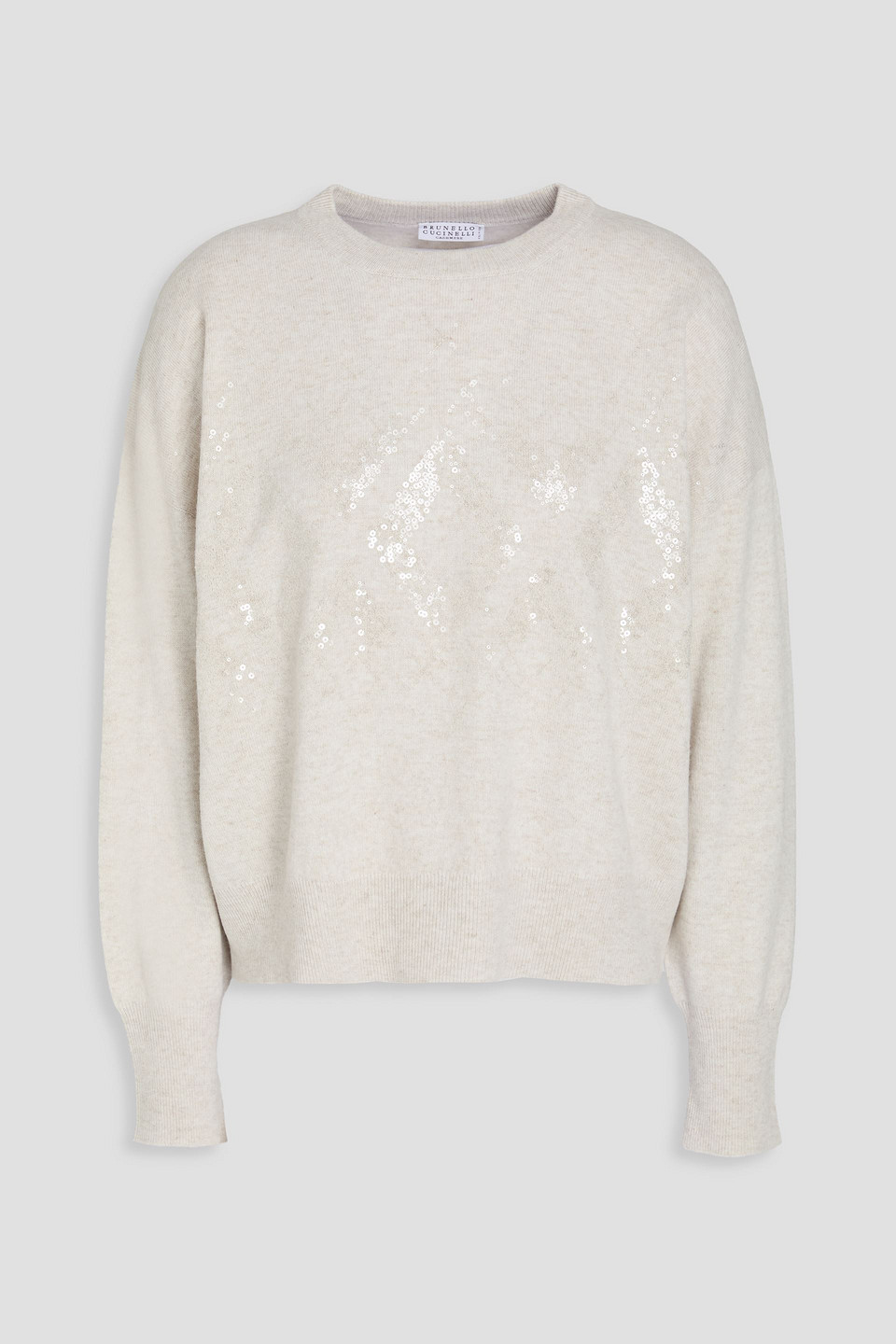 Brunello Cucinelli Sequined Wool, Cashmere And Silk-blend Sweater In White