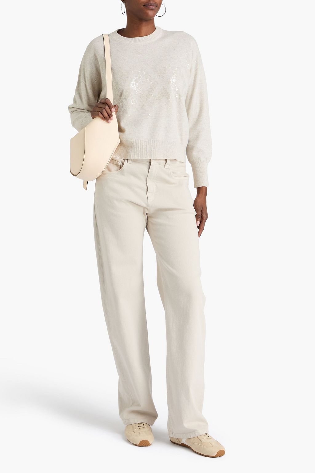 BRUNELLO CUCINELLI Sequined wool, cashmere and silk-blend sweater