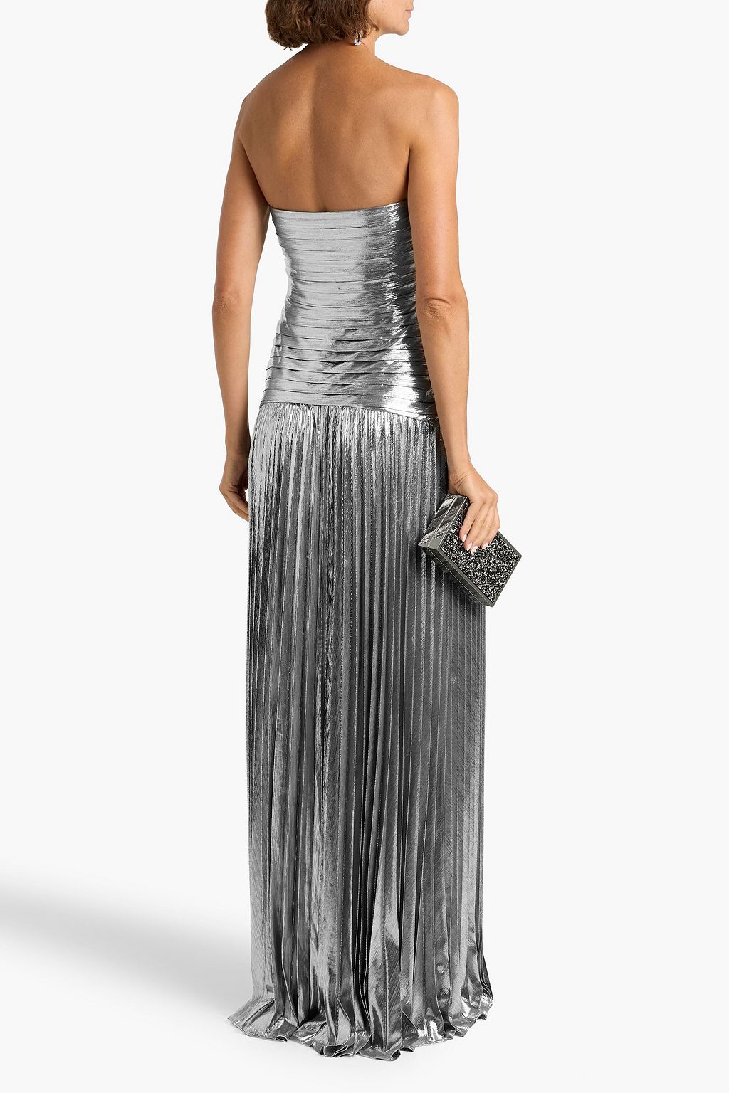 RETROFÊTE Mallory strapless cutout lamé maxi dress