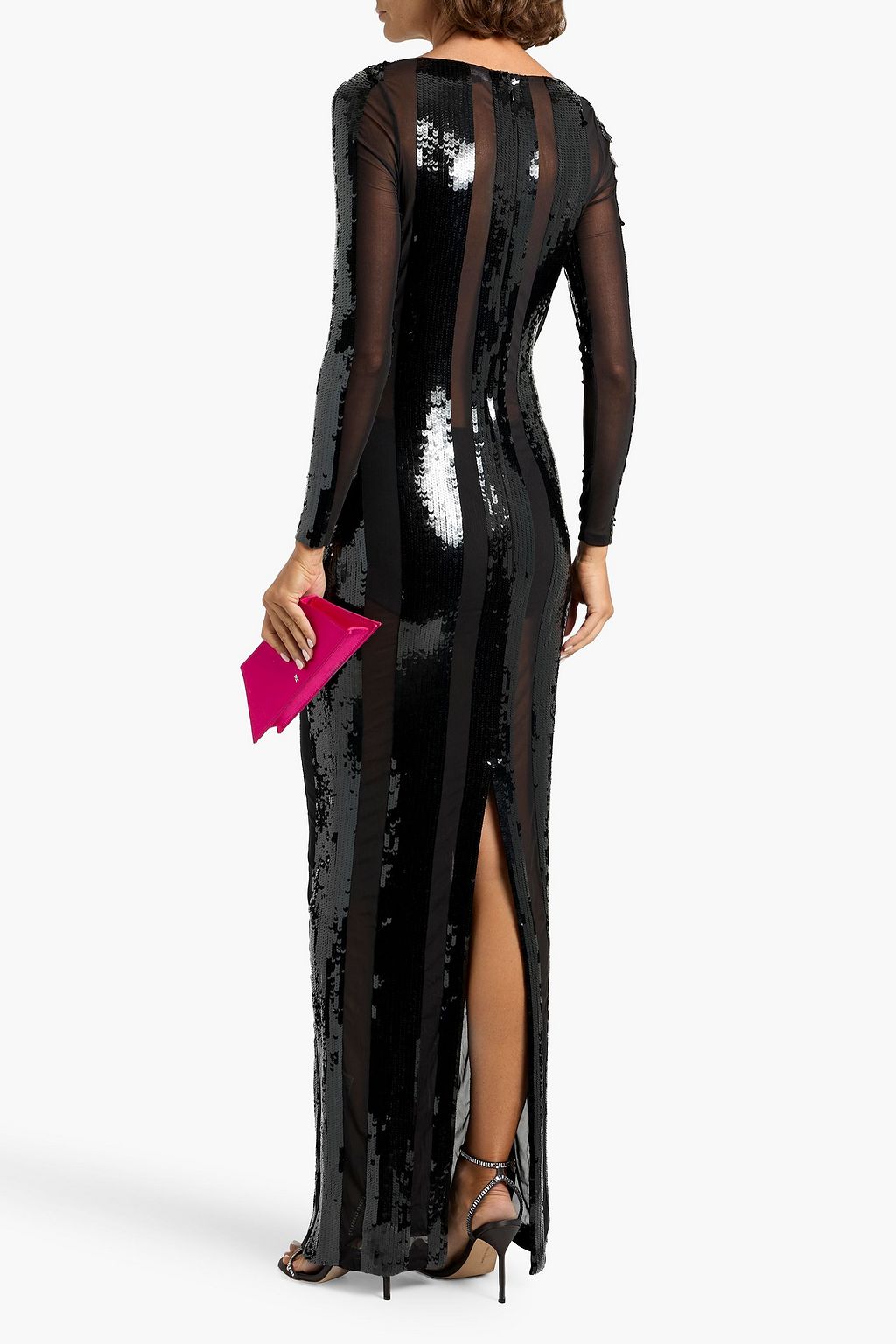 RETROFÊTE Elsi striped sequin-embellished mesh gown