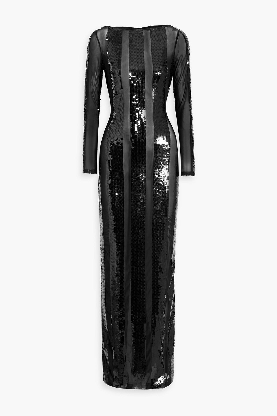 Retroféte Elsi Striped Sequin-embellished Mesh Gown In Black