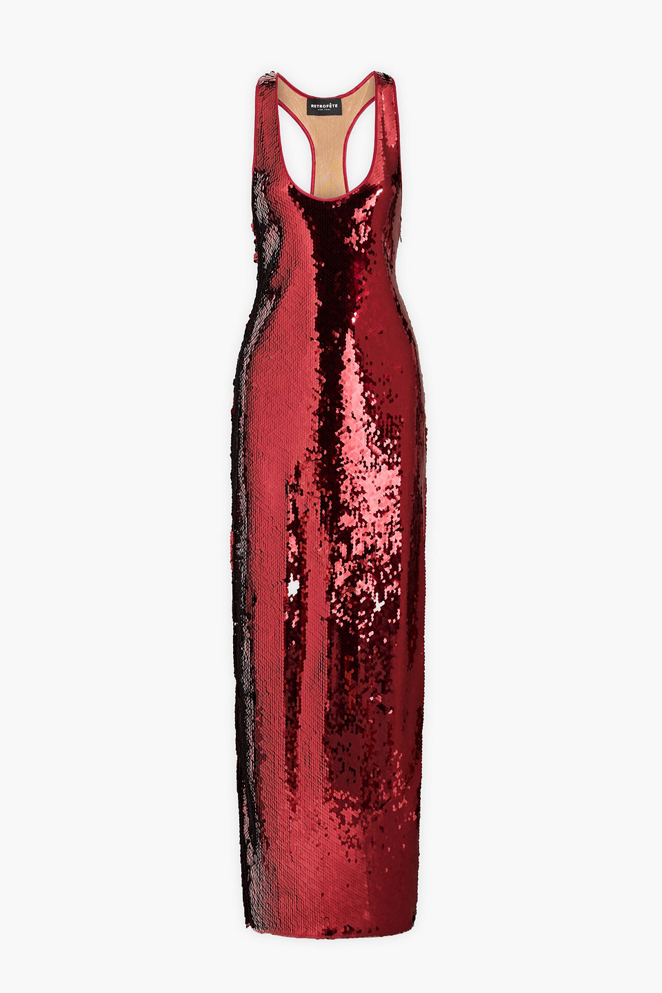 Retroféte Bella Sequined Mesh Maxi Dress In Red