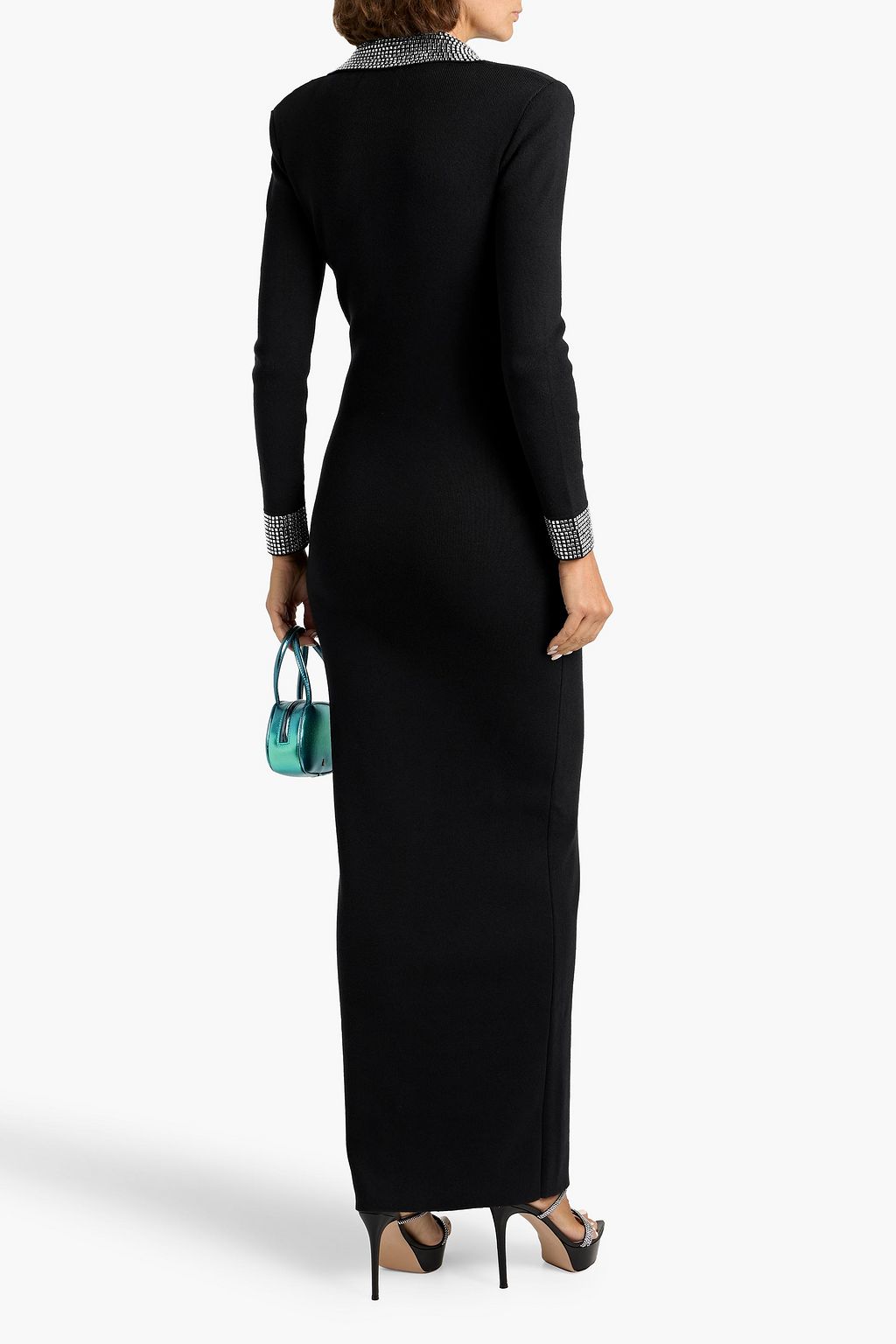 RETROFÊTE Shareen crystal-embellished cotton and cashmere-blend maxi dress