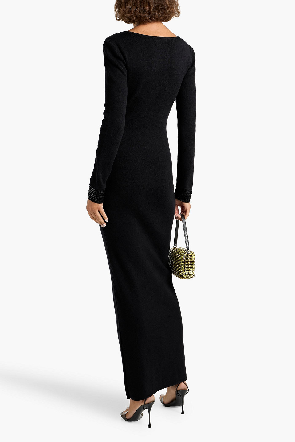 Retroféte Raelle Cutout Embellished Cotton And Cashmere-blend Maxi Dress In Black