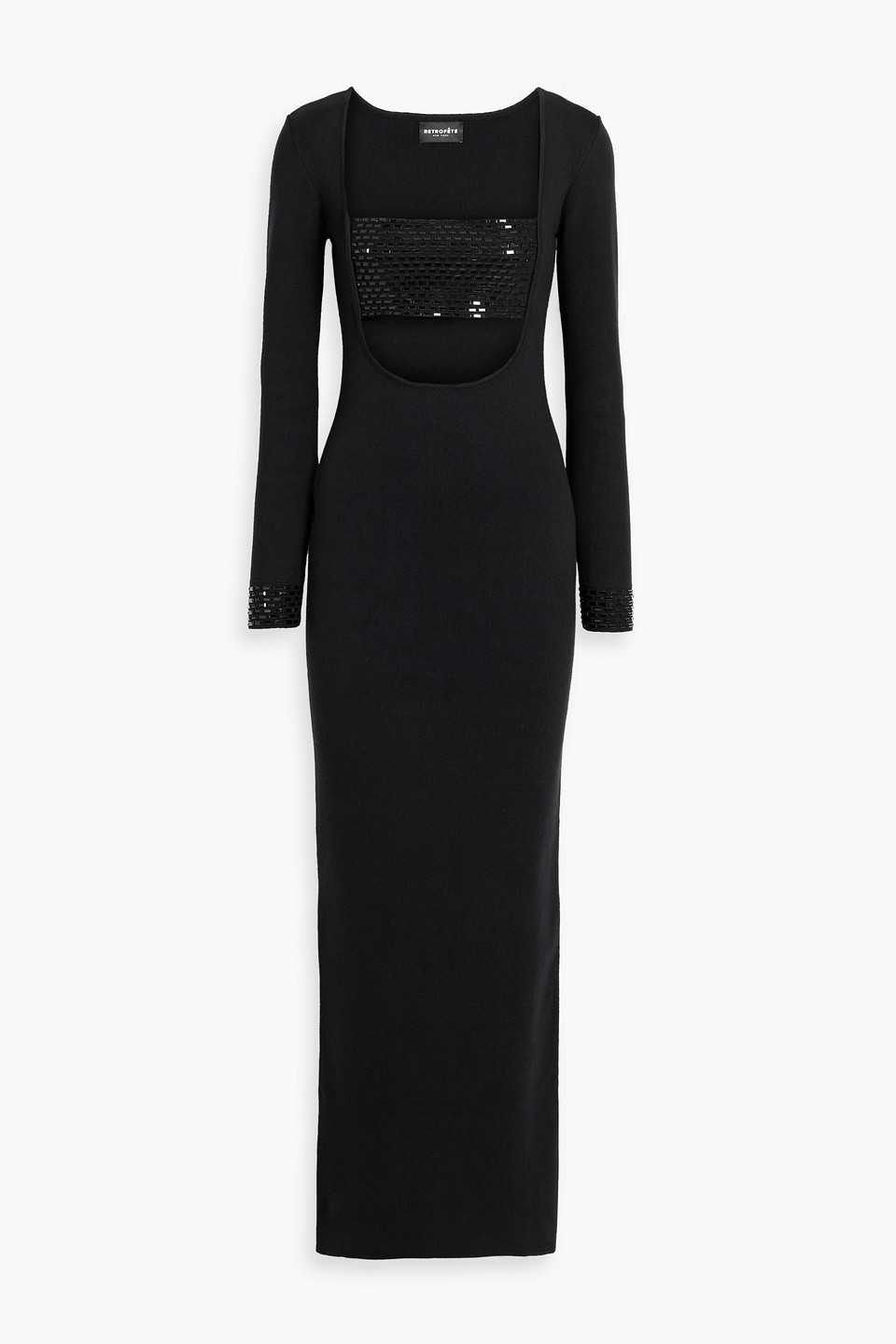 Retroféte Raelle Cutout Embellished Cotton And Cashmere-blend Maxi Dress In Black