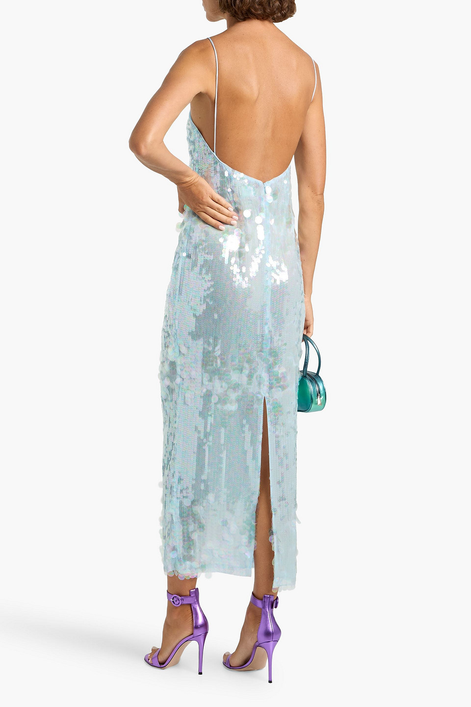 Retroféte Alana Sequined Tulle Maxi Dress In Blue