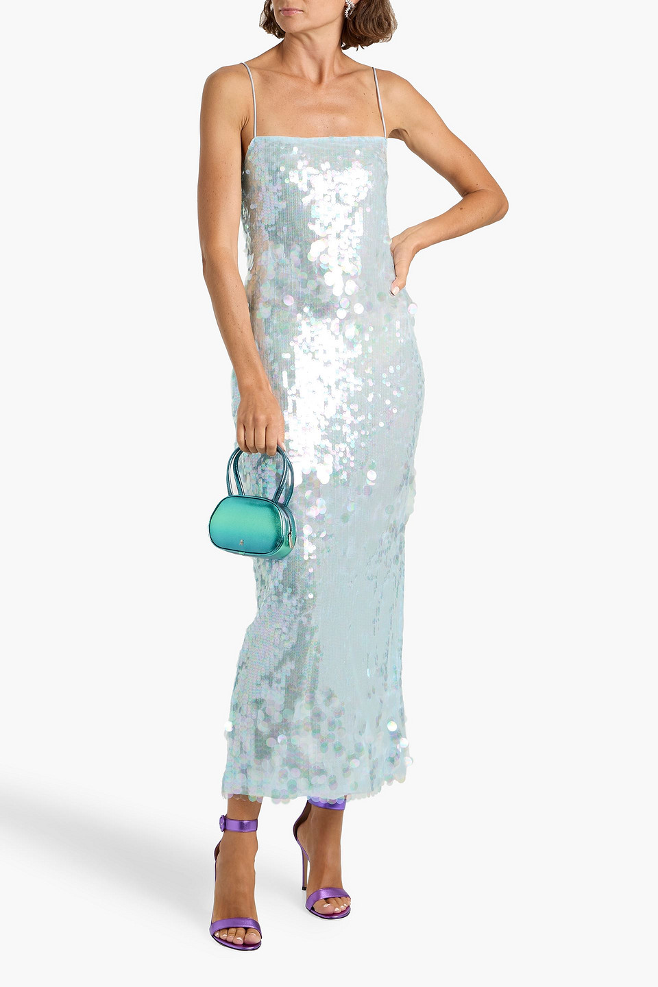Retroféte Alana Sequined Tulle Maxi Dress In Blue