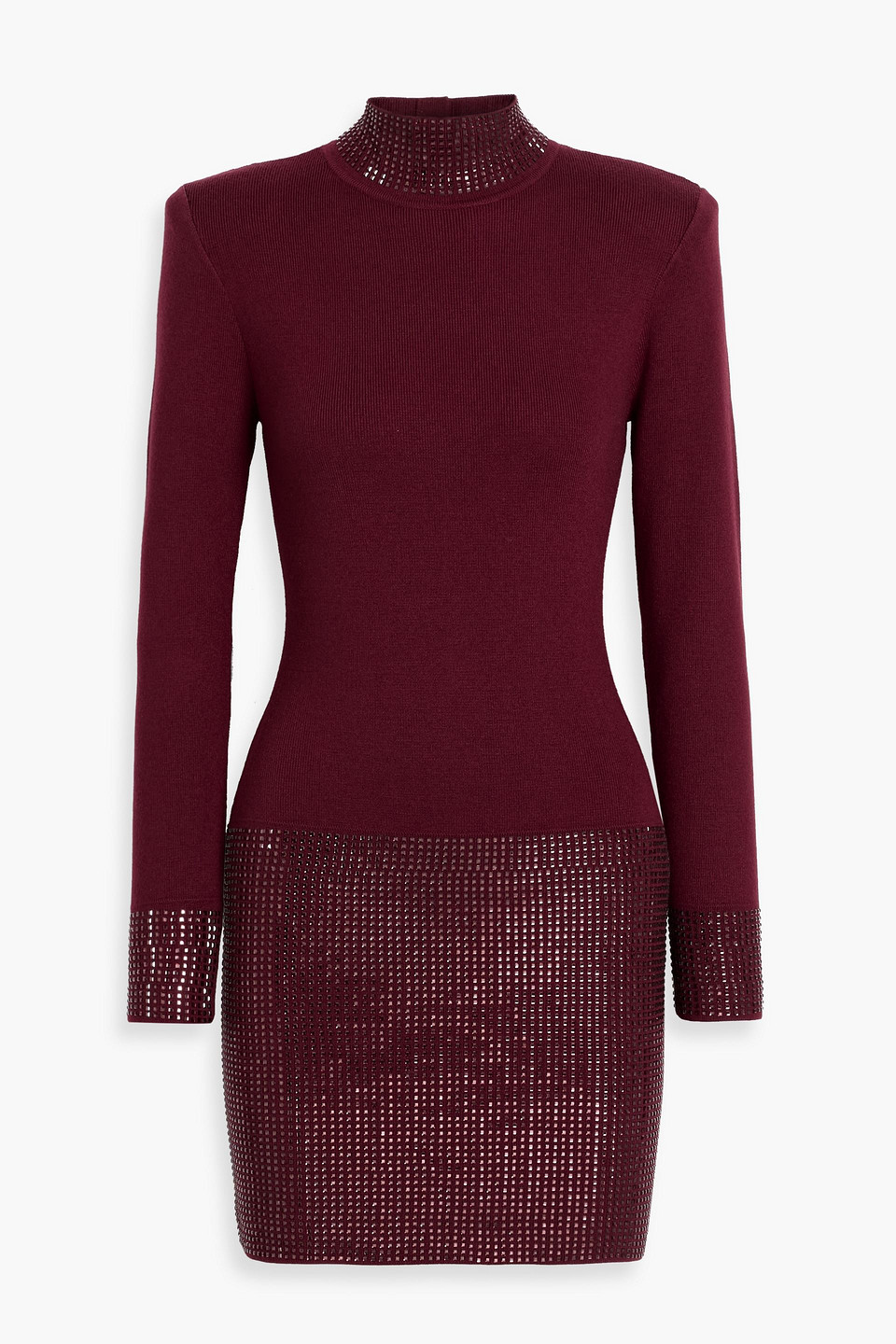 Retroféte Rue Crystal-embellished Knitted Turtleneck Mini Dress In Red