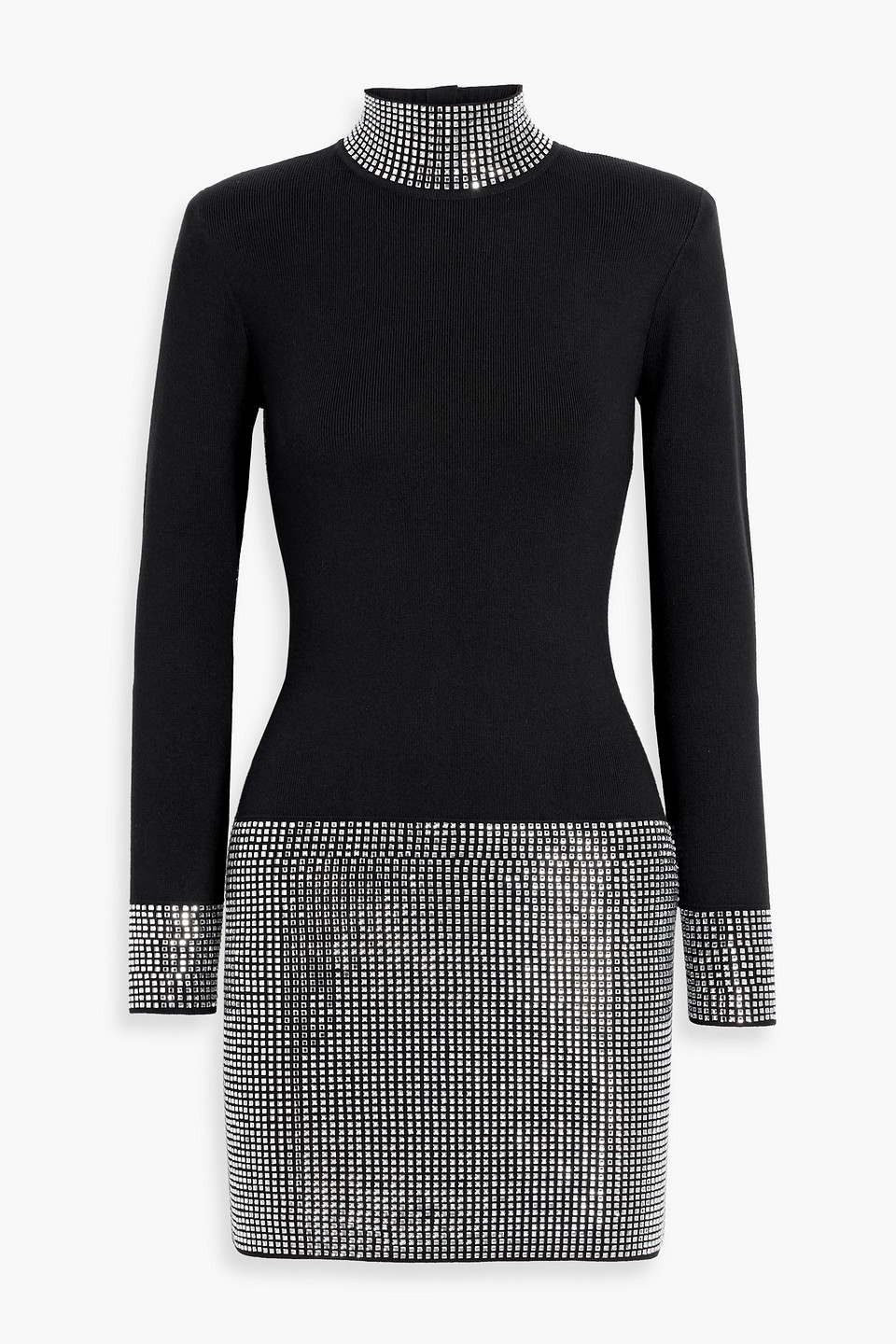 Retroféte Rue Crystal-embellished Knitted Mini Dress In Black