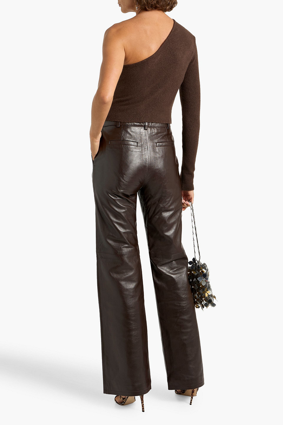 Retroféte Chader Leather Straight-leg Pants In Brown