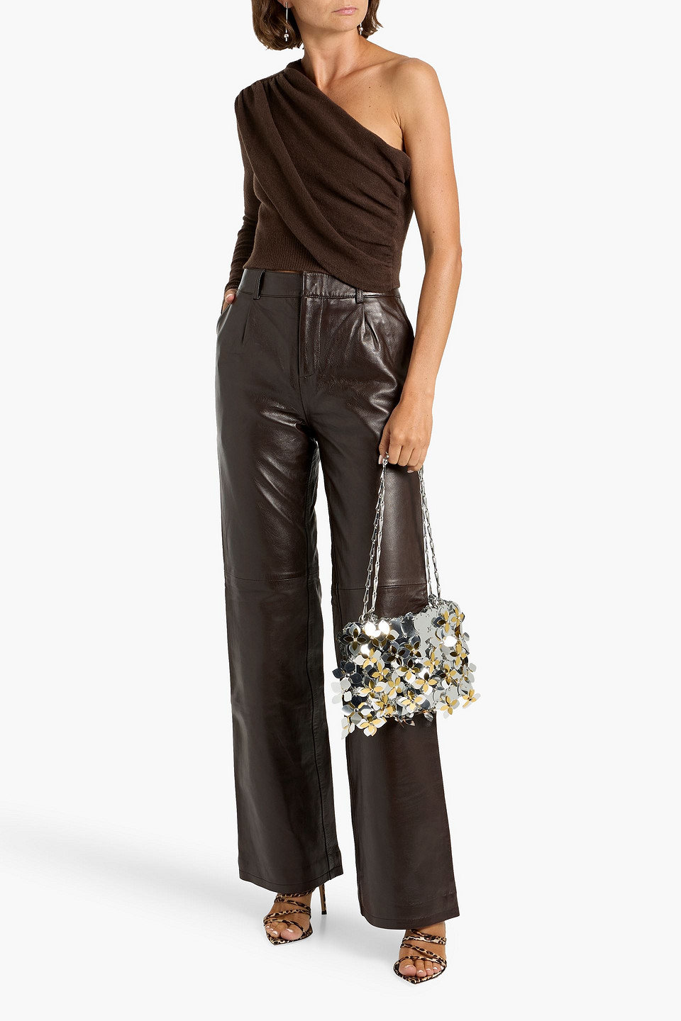 Retroféte Chader Leather Straight-leg Pants In Brown