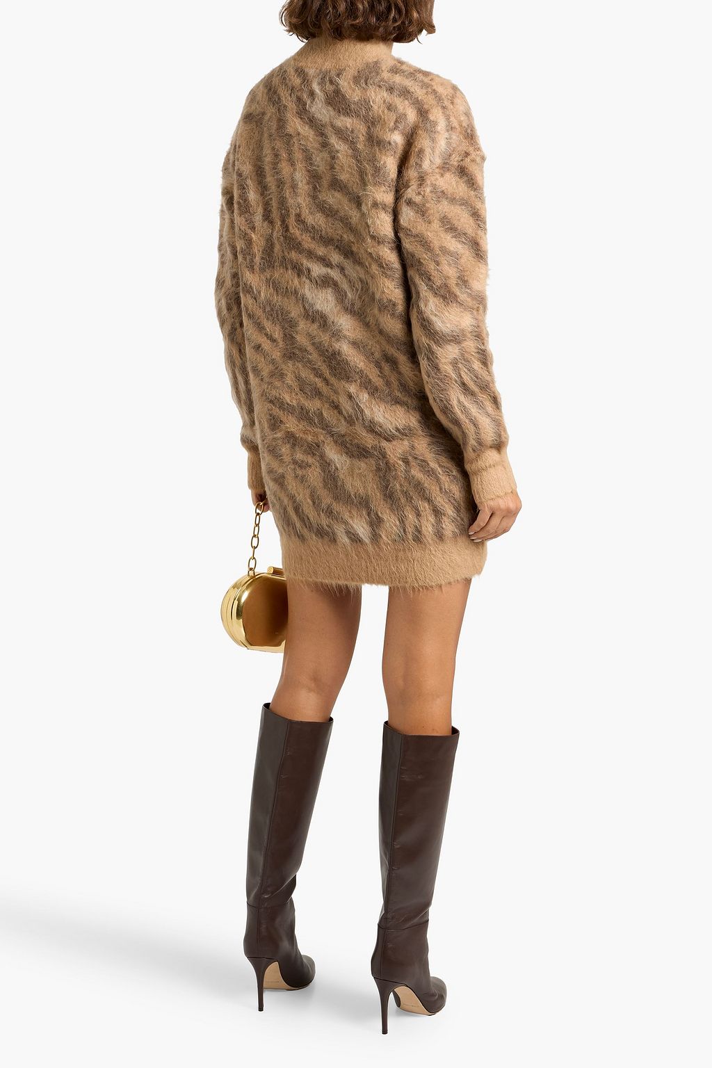 RETROFÊTE Reyna tiger-print alpaca-blend mini dress