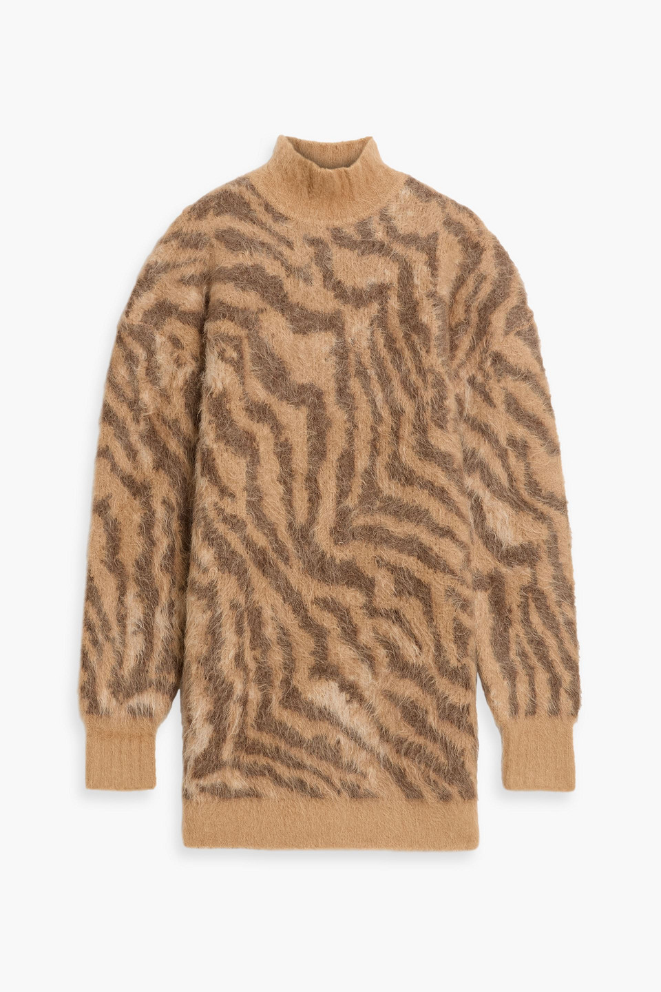 retrofête - reyna tiger-print alpaca-blend mini dress - brown - s