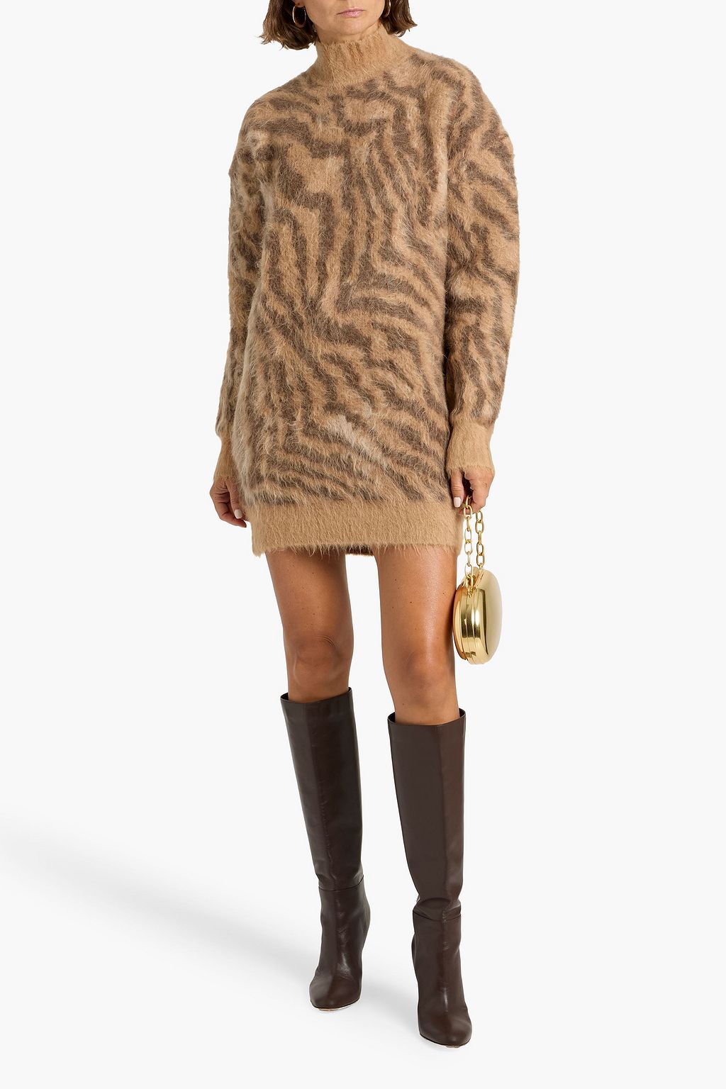 RETROFÊTE Reyna tiger-print alpaca-blend mini dress