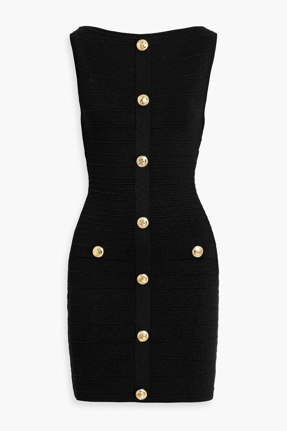 Retroféte Erin Metallic Ribbed-knit Mini Dress In Black