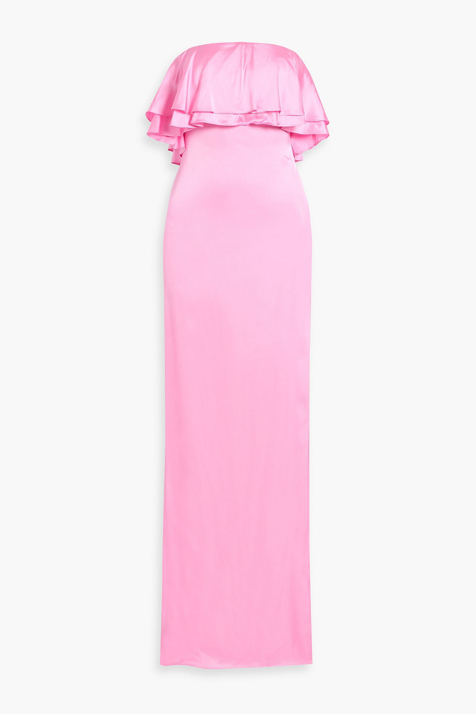 Retroféte Queenie Strapless Ruffled Satin Maxi Dress In Pink
