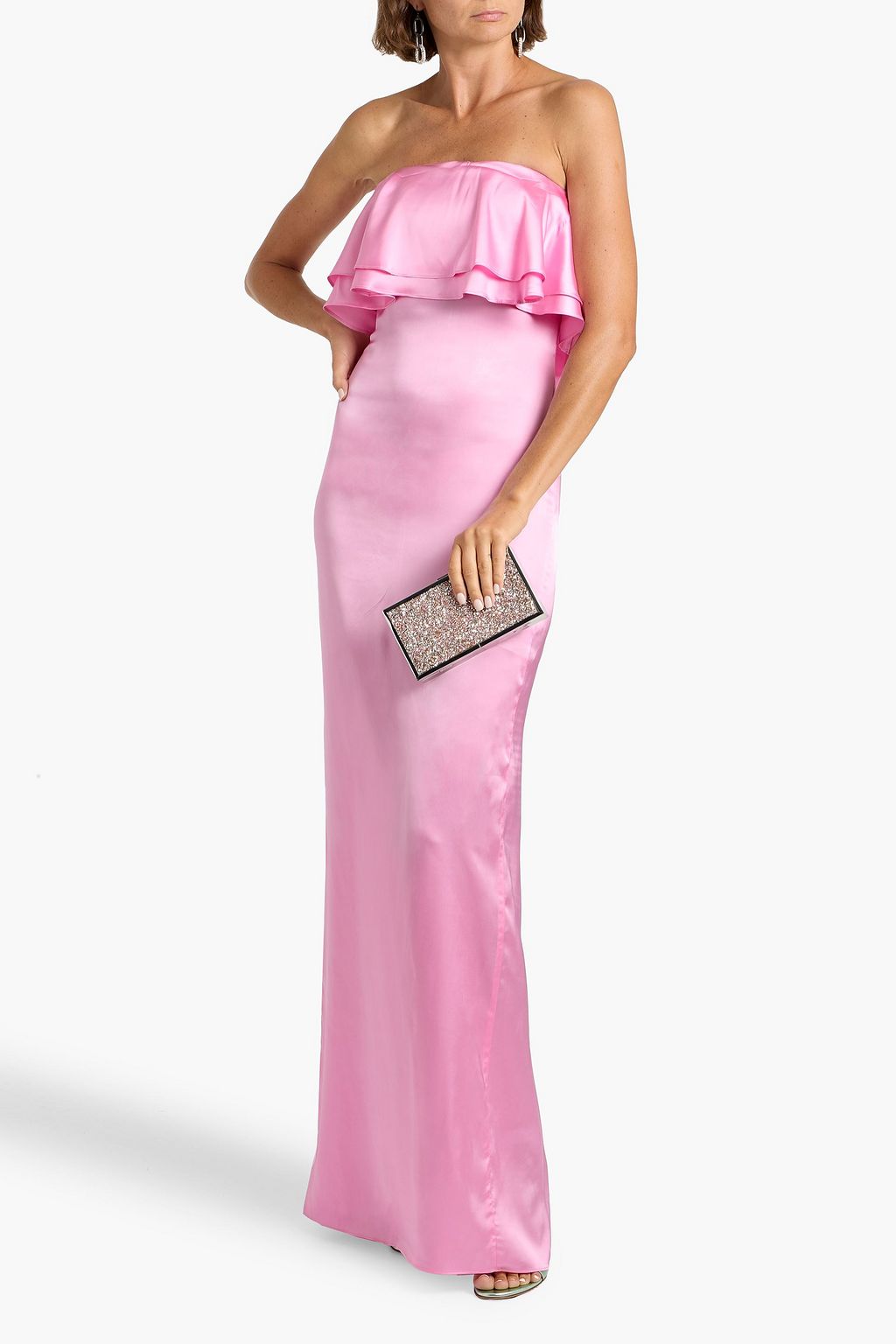 RETROFÊTE Queenie strapless ruffled satin maxi dress