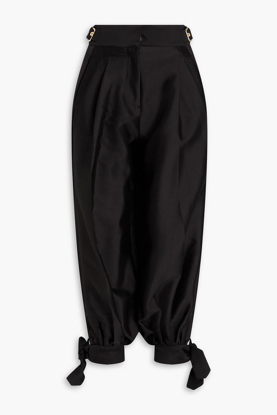 zimmermann - cropped wool and silk-blend twill tapered pants - black - 00
