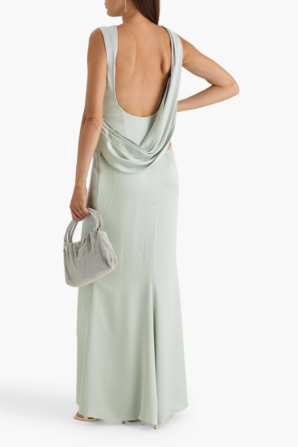 Simkhai Tommy Open-back Draped Satin Gown In Green