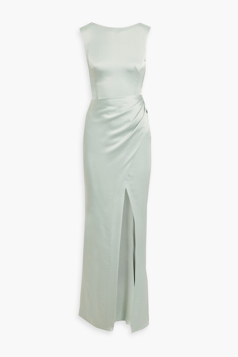 Simkhai Tommy Open-back Draped Satin Gown In Green