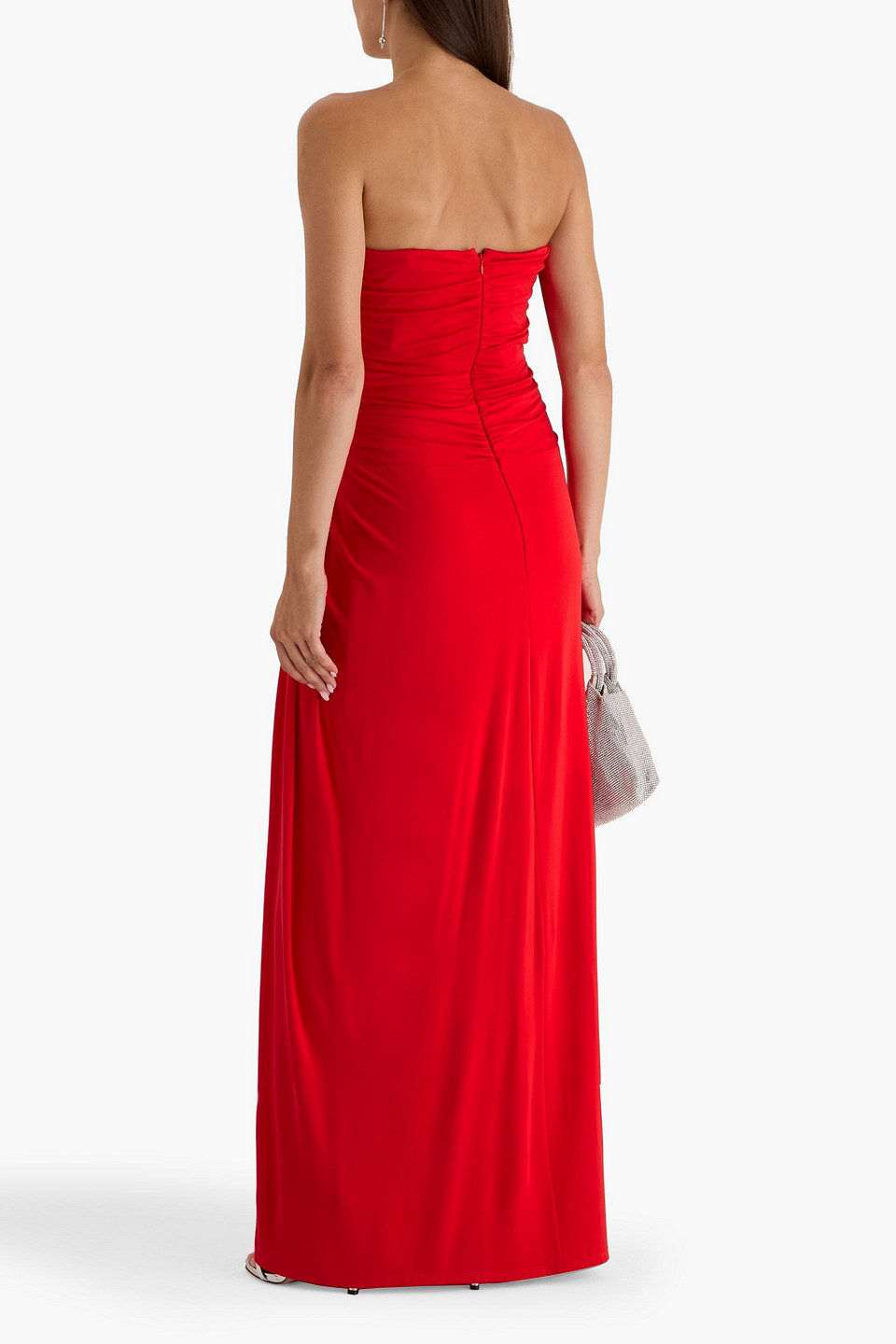 Simkhai Emma Strapless Embellished Jersey Gown In Red