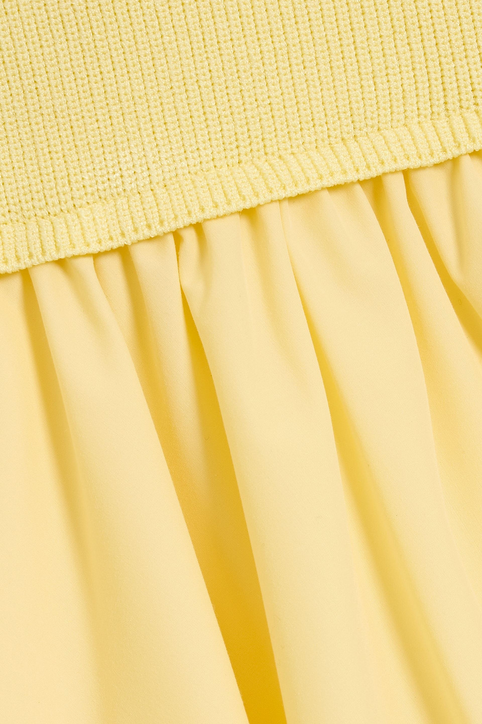 Simkhai Libbie Poplin-paneled Ribbed-knit Mini Dress In Yellow