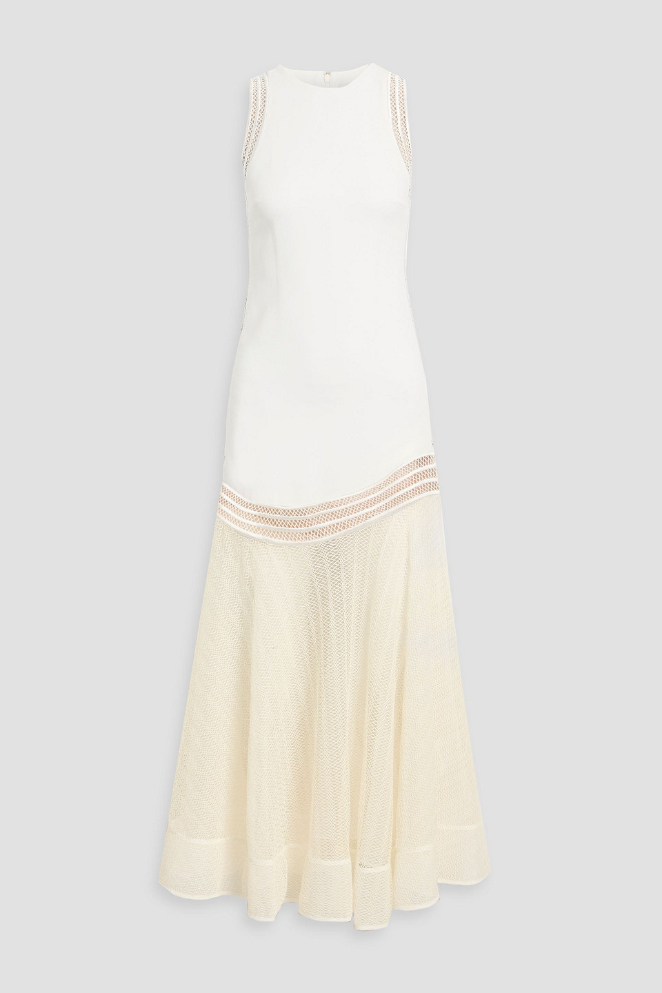 Simkhai Zakaria Mesh-paneled Crepe Maxi Dress In Neutral