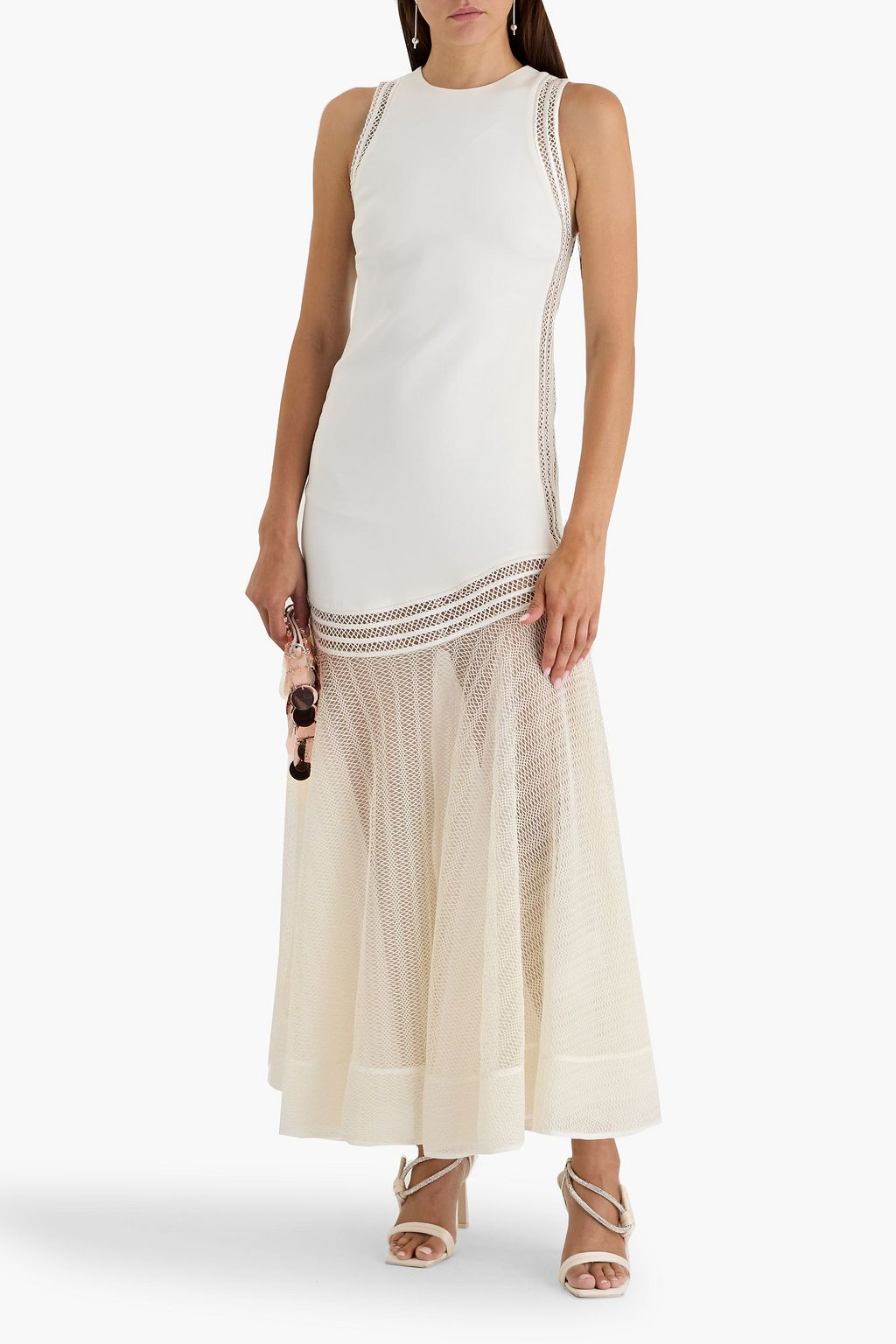 SIMKHAI Zakaria mesh-paneled crepe maxi dress